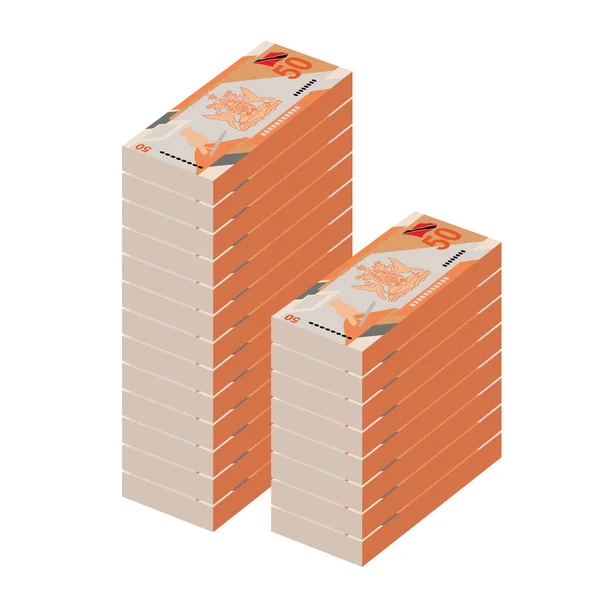 Trinidad Tobago Dollar Vector Illustration Trinidad Tobago Money Set Bundle — Stockvektor