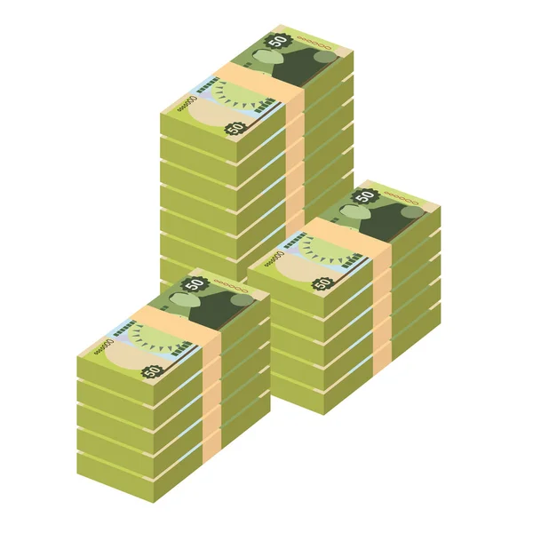Tongan Paanga Vector Illustration Tonga Paanga Money Set Bundle Banknotes — Vetor de Stock