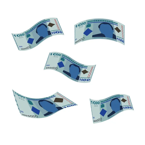 Tanzanian Shilling Vector Illustration Tanzania Money Set Bundle Banknotes Falling — стоковый вектор