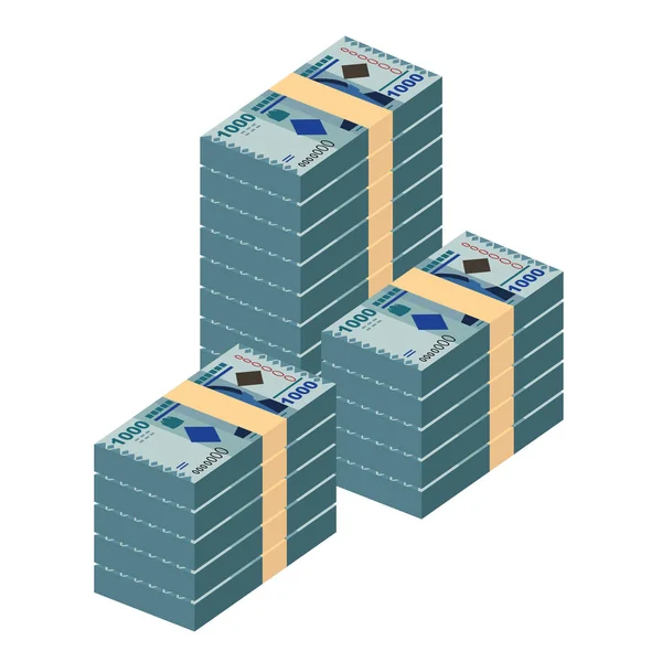 Tansania Shilling Vector Illustration Tansania Geld Set Bündel Banknoten Papiergeld — Stockvektor