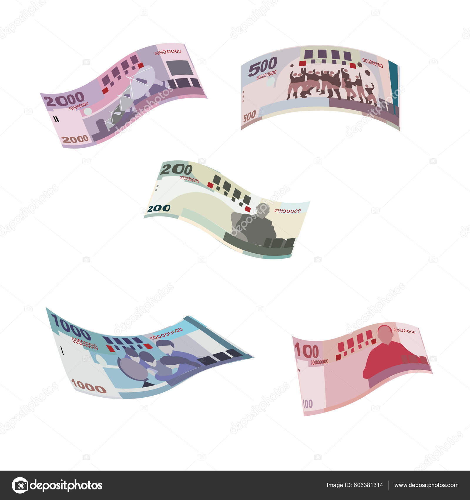 New Taiwan Dollar Vector Illustration Taiwanese Money Set Bundle Banknotes  图库矢量图©Zhuna 606381314
