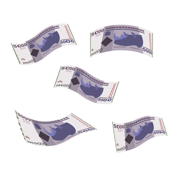 Tanzanian Shilling Vector Illustration Tanzania Money Set Bundle Banknotes Falling — Archivo Imágenes Vectoriales