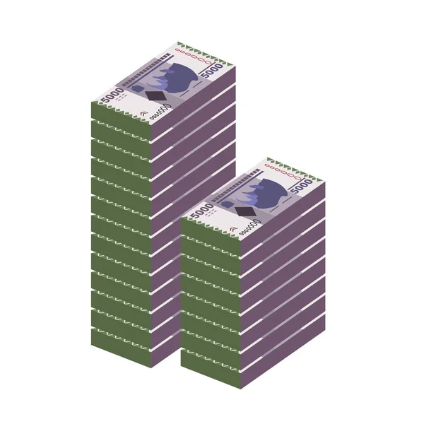 Tanzanian Shilling Vector Illustration Tanzania Money Set Bundle Banknotes Paper — Stock Vector