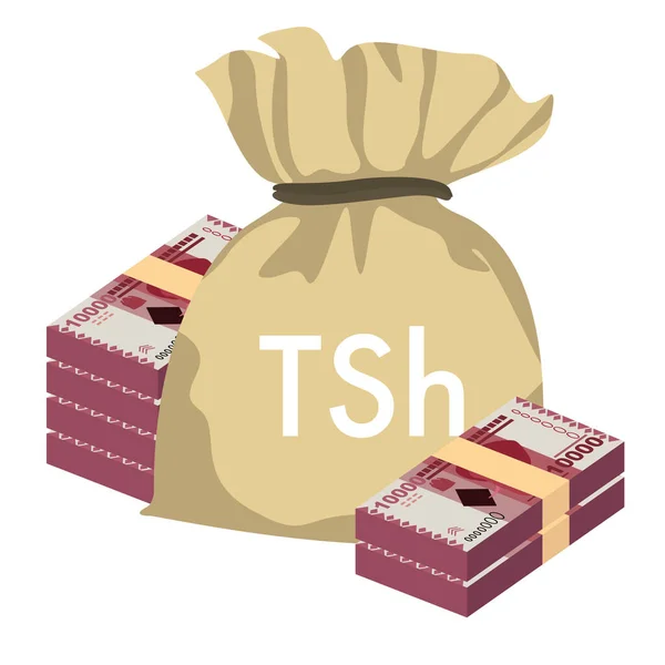 Tanzanian Shilling Vector Illustration Tanzania Money Set Bundle Banknotes Money — Vector de stock