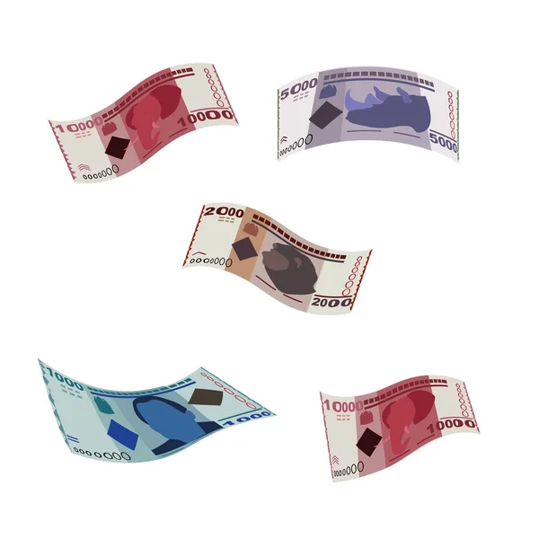 Tanzanian Shilling Vector Illustration Tanzania Money Set Bundle Banknotes Falling — Wektor stockowy