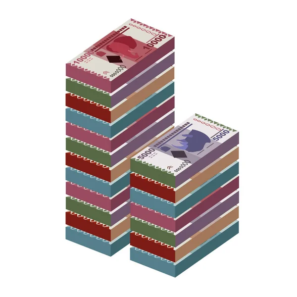 Tanzanian Shilling Vector Illustration Tanzania Money Set Bundle Banknotes Paper — Wektor stockowy