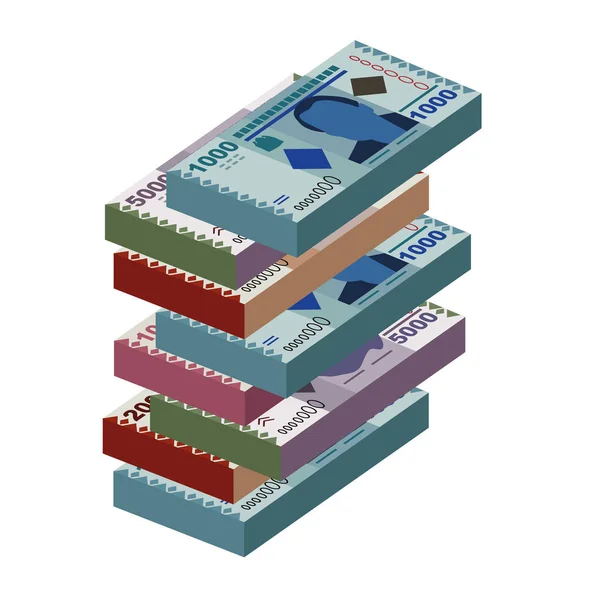 Tanzanian Shilling Vector Illustration Tanzania Money Set Bundle Banknotes Paper — Vector de stock
