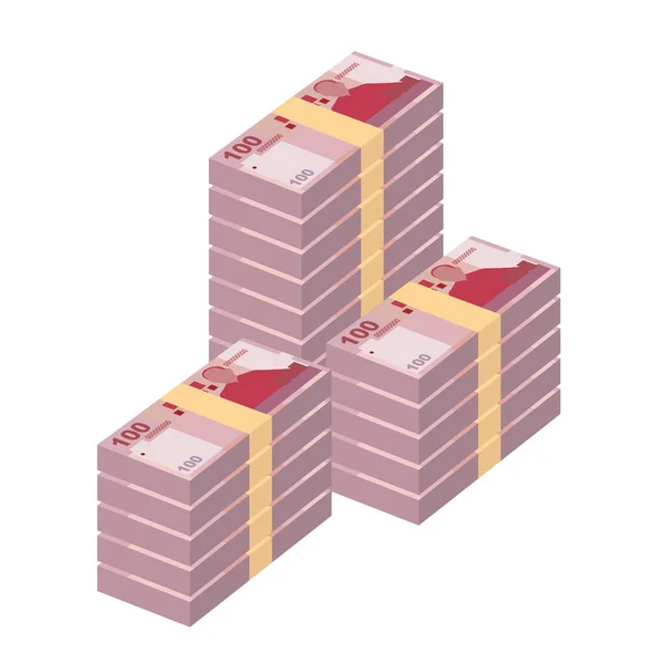 Новый Тайваньский Вектор Тайваньские Деньги Складывают Банкноты Бумажные Деньги 100 — стоковый вектор
