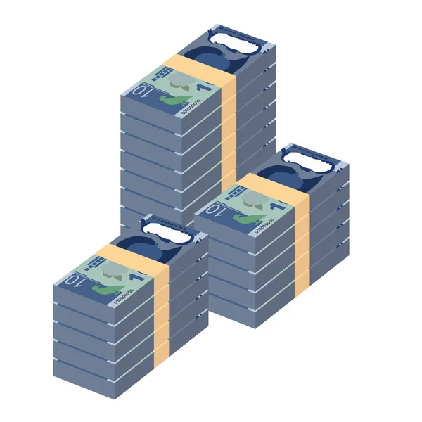 Illustration Vectorielle Dollar Néo Zélandais New Zealand Money Set Bundle — Image vectorielle