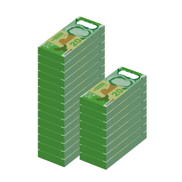 Ilustração Vetor Dólar Nova Zelândia Notas Pacote Dinheiro Nova Zelândia — Vetor de Stock
