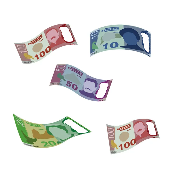 New Zealand Dollar Vector Illustration New Zealand Money Set Bundle — ストックベクタ