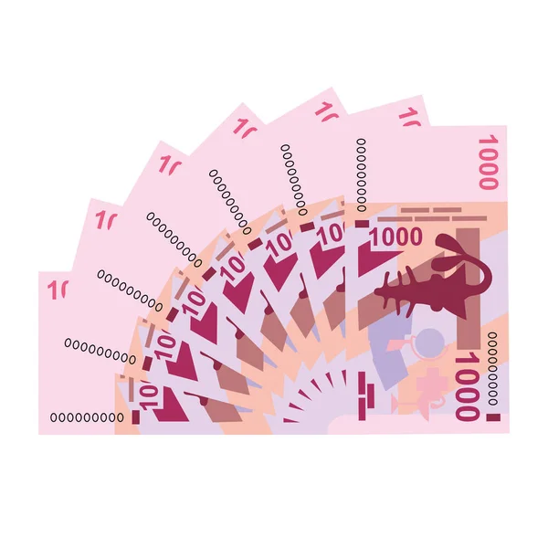Cfa Franc Bceao向量示例 西非弗兰克的钞票包扎了钞票 纸币1000法郎 平淡的风格 被白色背景隔离 最简单的设计 — 图库矢量图片