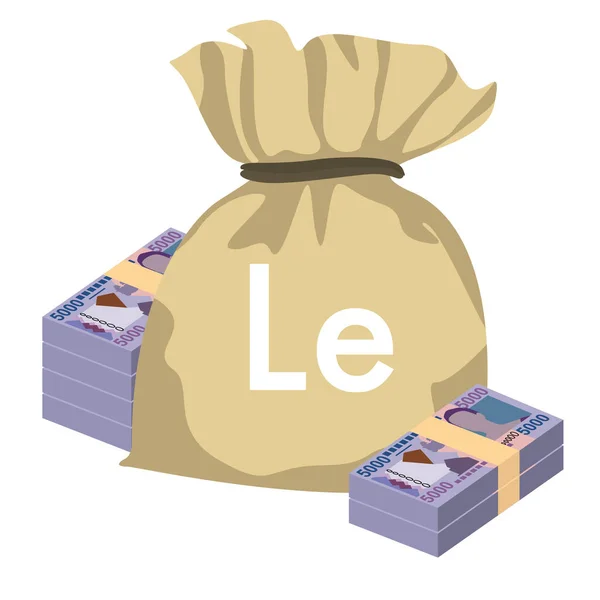 Leone Vector Illustration Sierra Leone Money Set Bundle Banknotes Money — Stockvector