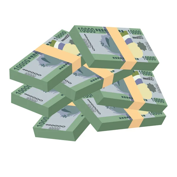 Ilustracja Wektora Leone Pieniądze Sierra Leone Ustawiają Pakiety Banknotów Papierowe — Wektor stockowy