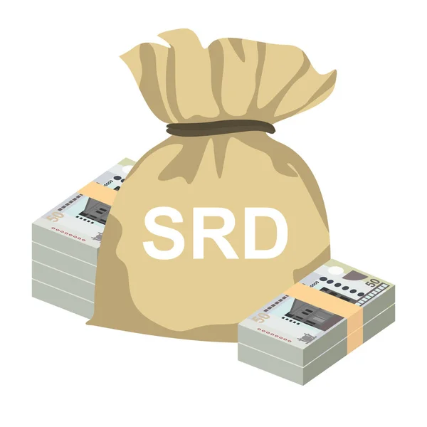 Surinam Dollar Vector Illustration Suriname Money Set Bundle Banknotes Money — стоковий вектор