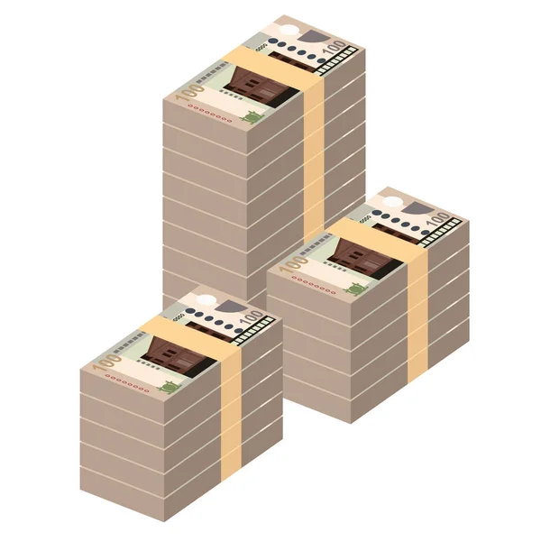 Surinam Dollar Vector Illustration Surinam Peníze Sbalit Bankovky Papírové Peníze — Stockový vektor