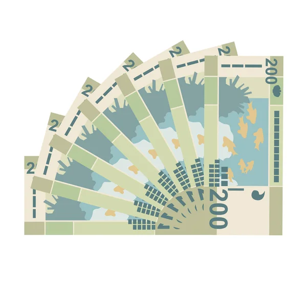 Szudáni Font Vektor Illusztráció Szudáni Pénzkötegek 200 Sdg Papírpénzt Lapos — Stock Vector