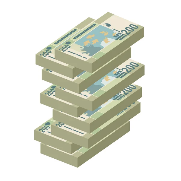 Sudanesische Pound Vector Illustration Sudan Geld Bündelt Banknoten Papiergeld 200 — Stockvektor