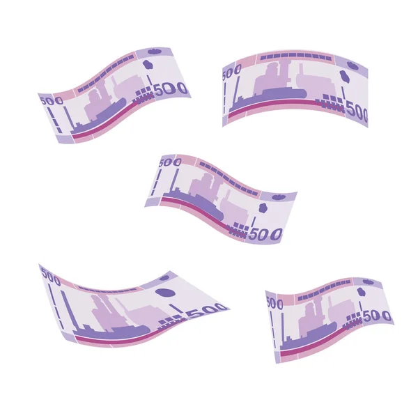 Sudanese Pound Vector Illustration Sudan Money Set Bundle Banknotes Falling — Vector de stock