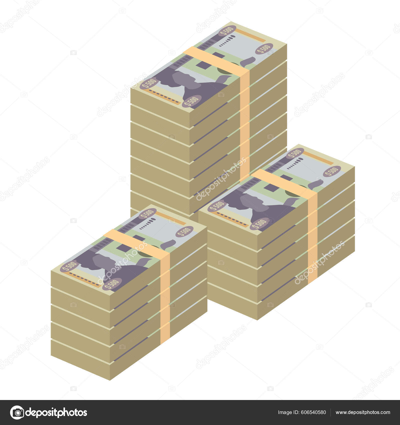 牙买加元矢量图解牙买加货币组合捆扎钞票纸币500迪巴平淡的风格被白色背景隔离最简单的设计图库矢量图©Zhuna 606540580