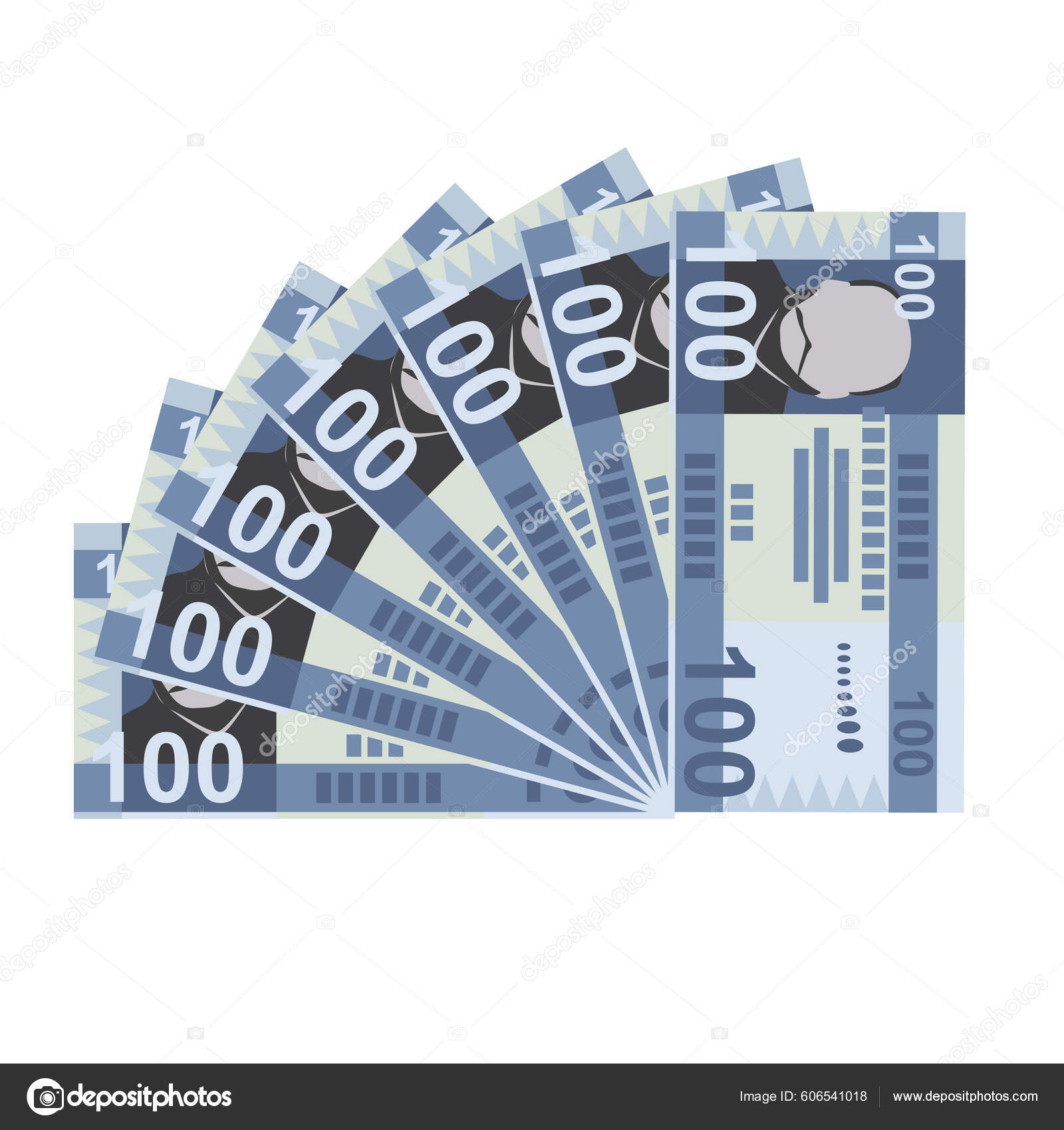 南苏丹英镑矢量图解南苏丹货币组合捆扎钞票纸币100迪巴平淡的风格被白色背景隔离最简单的设计图库矢量图©Zhuna 606541018