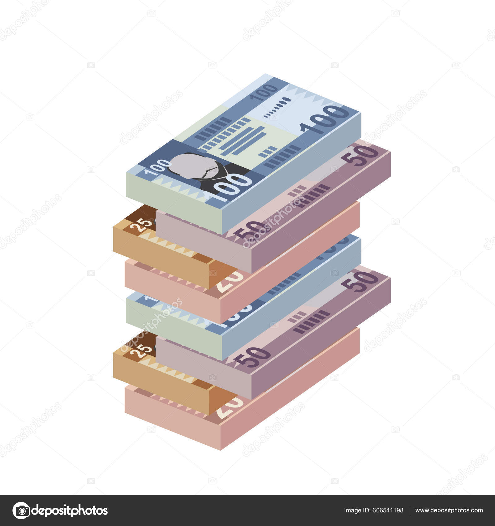 南苏丹英镑矢量图解南苏丹货币组合捆扎钞票纸币20 100分贝平淡的风格被白色背景隔离最简单的设计图库矢量图©Zhuna 606541198