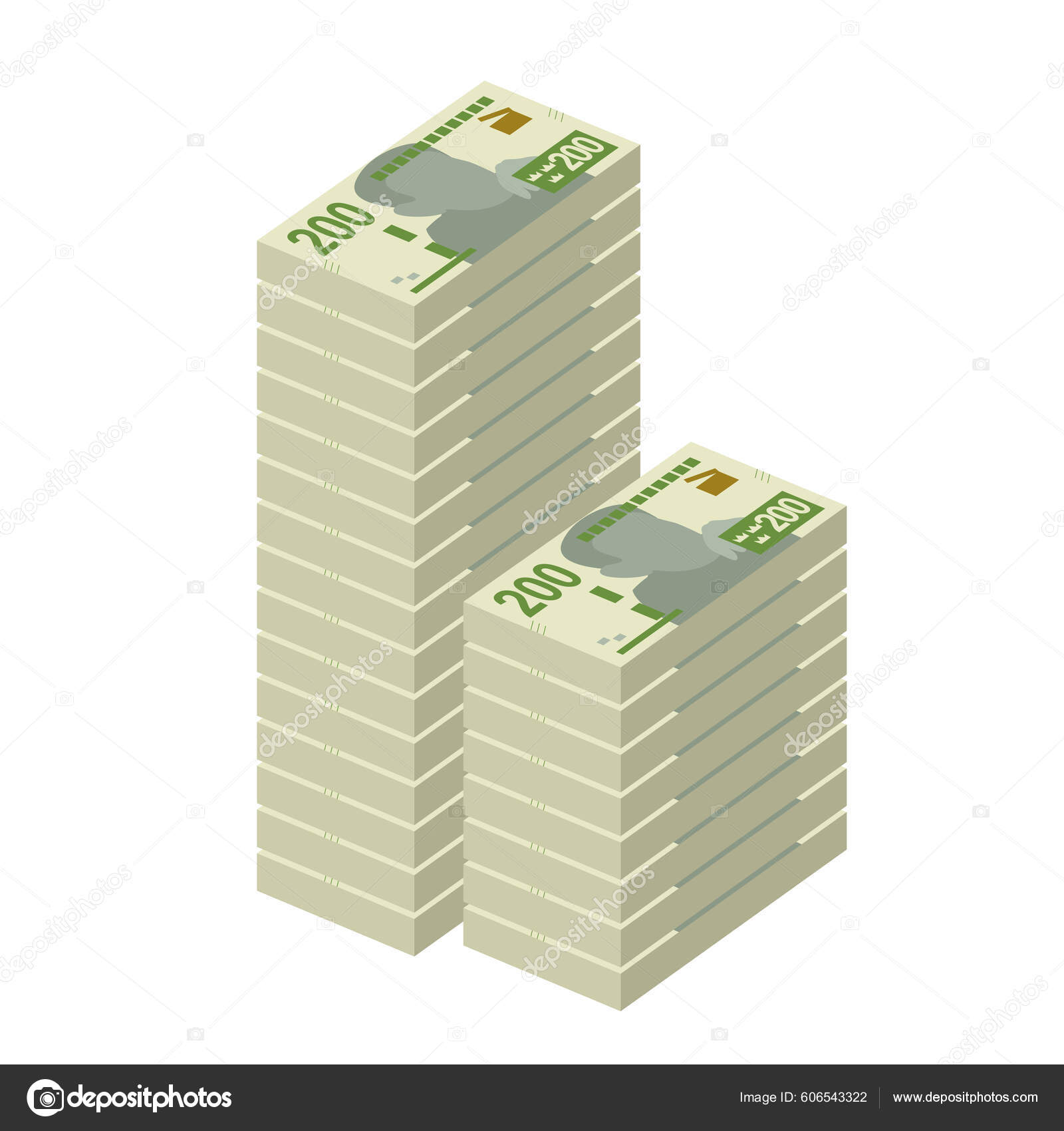 瑞典语Krona矢量图解瑞典货币组合捆扎钞票纸钞200Kr 平淡的风格被白色背景隔离最简单的设计图库矢量图©Zhuna 606543322