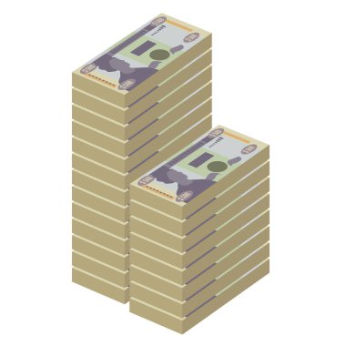 Jamaika Doları Vektör İllüstrasyonu. Jamaika parası tomarla para biriktirdi. Kağıt para 500 Db. Düz stil. Beyaz arka planda izole edilmiş. Basit minimal tasarım.