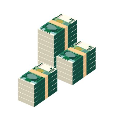 Kırgız som Vektör İllüstrasyonu. Kırgızistan parası tomarla para ayarladı. Kağıt para 5000 som. Düz stil. Beyaz arka planda izole edilmiş. Basit minimal tasarım.