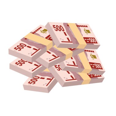 İsveç Krona Vektör İllüstrasyonu. İsveç parası demet banknotlar hazırladı. Kâğıt parası 500 kr. Düz stil. Beyaz arka planda izole edilmiş. Basit minimal tasarım.