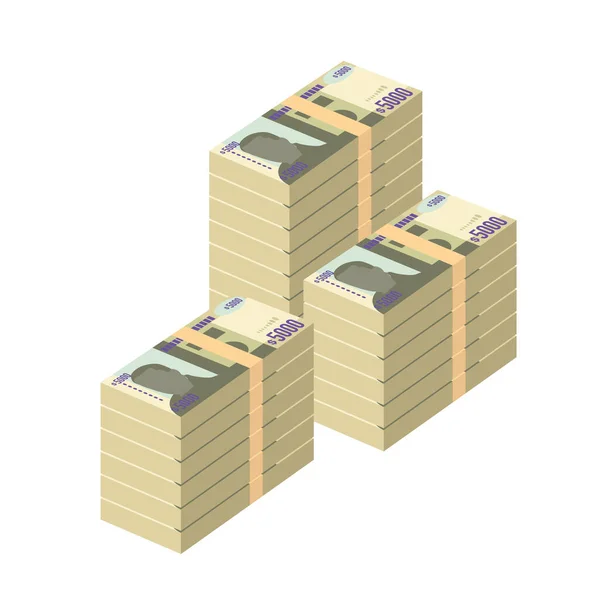 Jamaica Dollar Vector Illustration Uang Jamaika Menetapkan Bundel Uang Kertas - Stok Vektor