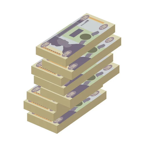 Illustrazione Vettoriale Del Dollaro Giamaicano Soldi Giamaicani Hanno Messo Banconote — Vettoriale Stock