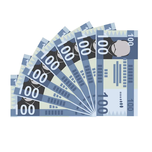 Südsudanesische Pound Vector Illustration Südsudanesisches Geld Bündelt Banknoten Papiergeld 100 — Stockvektor