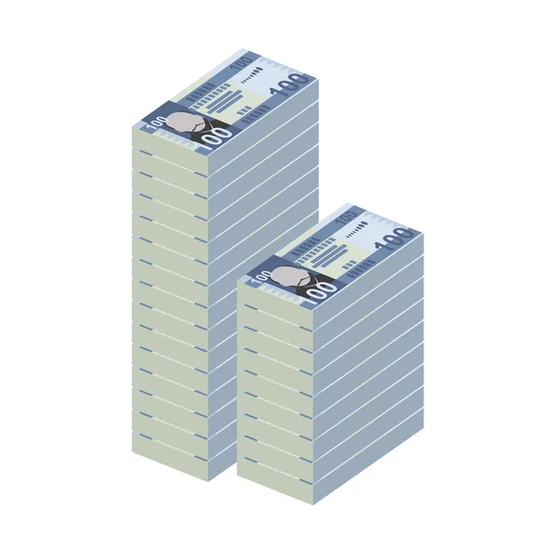 南苏丹英镑矢量图解 南苏丹货币组合捆扎钞票 纸币100迪巴 平淡的风格 被白色背景隔离 最简单的设计 — 图库矢量图片