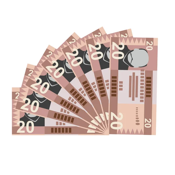 Südsudanesische Pound Vector Illustration Südsudanesisches Geld Bündelt Banknoten Papiergeld Flacher — Stockvektor