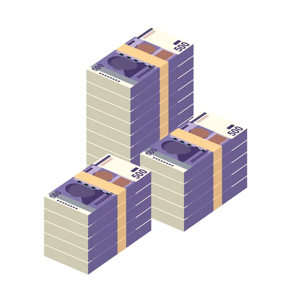 Ilustracja Wektora Kirgiskiego Kirgistan Pieniądze Zestaw Pakiety Banknotów Papierowe Pieniądze — Wektor stockowy