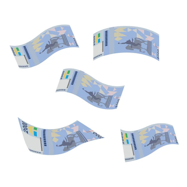 Kirguistán Som Vector Ilustración Kyrgyzstan Money Set Bundle Banknotes Caída — Vector de stock