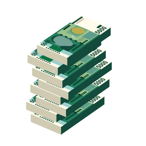 Kirguistán Som Vector Ilustración Kyrgyzstan Money Set Bundle Banknotes Papel — Vector de stock