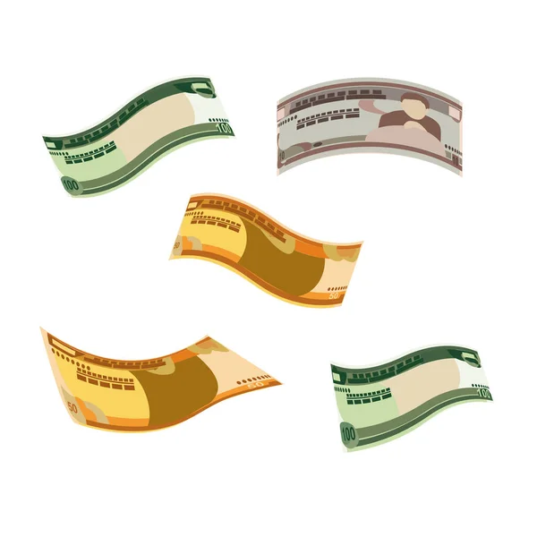 Ethiopian Birr Vector Illustration Ethiopia Money Set Bundle Banknotes Falling — Stock Vector