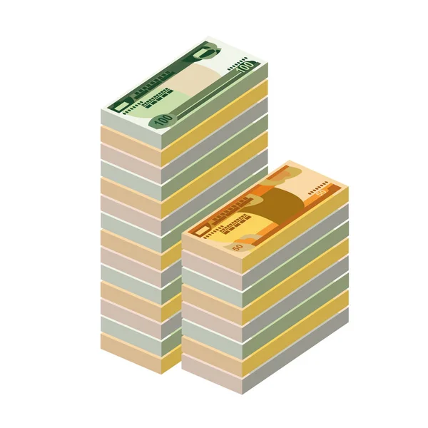 Illustration Vectorielle Birr Éthiopien Éthiopie Billets Banque Liasse Papier Monnaie — Image vectorielle