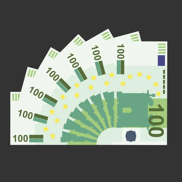 Euro Vector Illustration Європейський Валютний Комплект Банкнот Паперові Гроші 100 — стоковий вектор