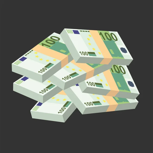 Euro Vector Illustration Europe Mis Des Billets Liasse Papier Monnaie — Image vectorielle