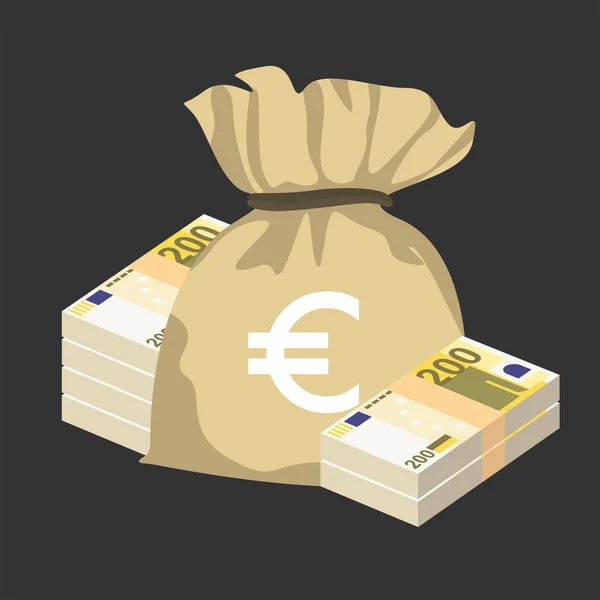 Euro Vector Illustration Dinero Europeo Fija Los Billetes Combinados Bolsa — Archivo Imágenes Vectoriales