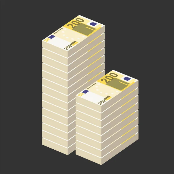 Euro Vector Illustration Dinero Europeo Fija Los Billetes Combinados Papel — Archivo Imágenes Vectoriales