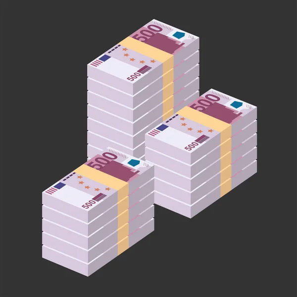 Euro Vector Illustration Dinero Europeo Fija Los Billetes Combinados Papel — Vector de stock