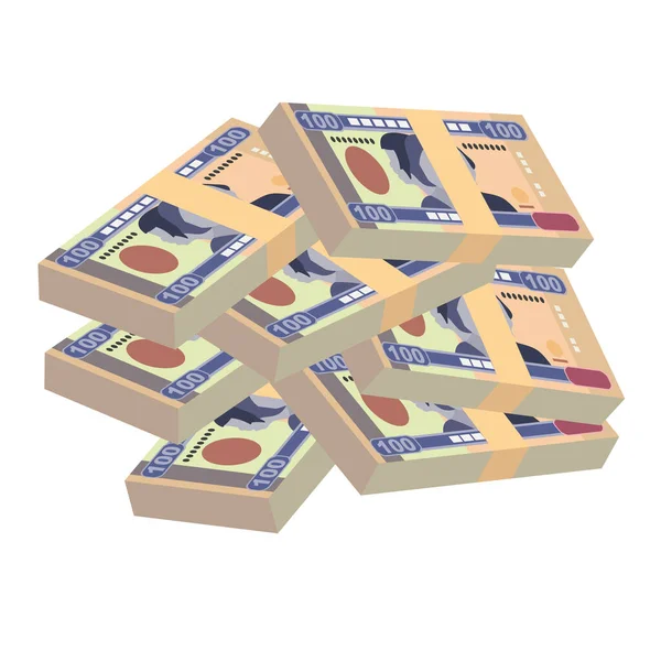 Nakfa Vector Illustration Огромные Пачки Денег Эритреи Устанавливают Связки Банкнот — стоковый вектор
