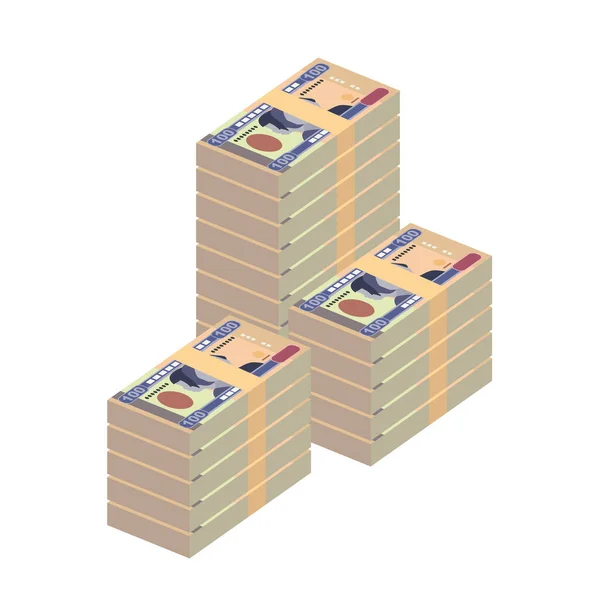 Nakfa Vector Illustration Enormes Paquetes Dinero Eritrea Establecen Paquetes Billetes — Vector de stock