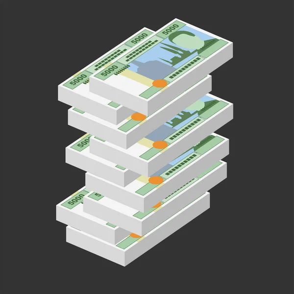 Cfa Franc Becベクトルイラスト 中央アフリカのフランクのお金は紙幣を束ねた 紙幣5000枚 フラットスタイル 白い背景に隔離されている シンプルなミニマルデザイン — ストックベクタ