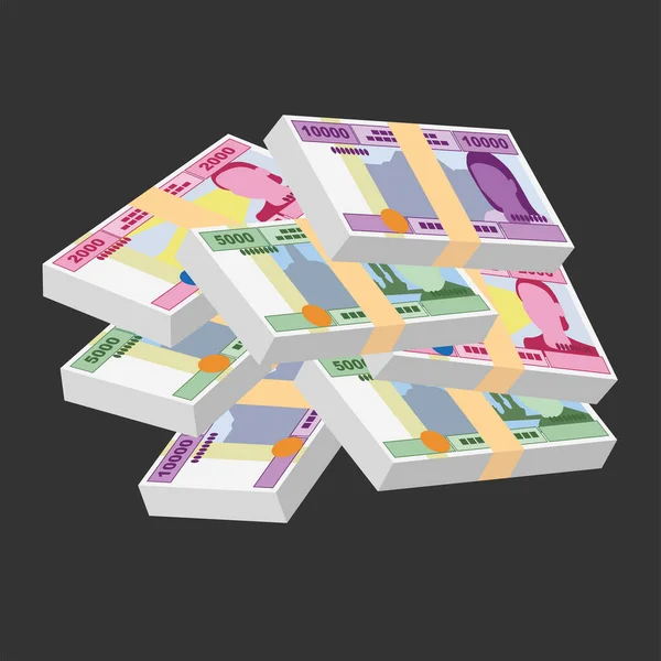 Cfa Franc Becベクトルイラスト 中央アフリカのフランクのお金は紙幣を束ねた 紙幣10000枚5000枚2000枚 フラットスタイル 白い背景に隔離されている シンプルなミニマルデザイン — ストックベクタ