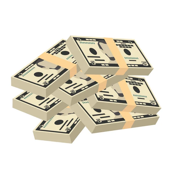 Dólar Estadounidense Vector Illustration Billetes Del Paquete Del Sistema Del — Vector de stock